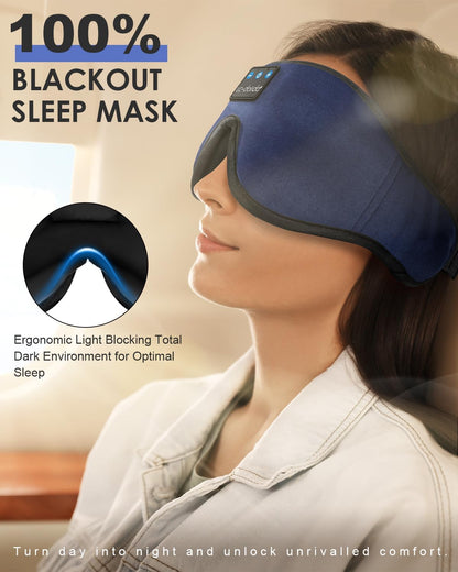 LC-dolida Sleep Headphones, 3D Sleep Mask Bluetooth Wireless Music Eye Mask, Sleeping Headphones for Side Sleepers Sleep Mask with Bluetooth Headphones Ultra-Thin Stereo Speakers Perfect for Sleeping
