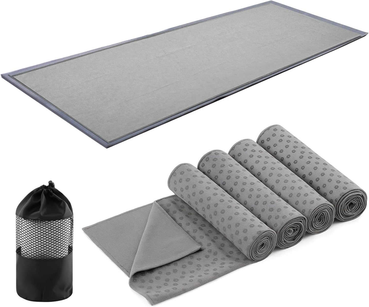 Breling Yoga Towel 4 Pack, Hot Yoga Towel 72" x 24" Non Slip Microfiber Mat with Grip Dots, Ultra Absorbent Sweat-Proof for Bikram, Pilates & Workout(Colorful)