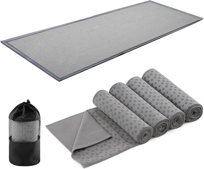 Breling Yoga Towel 4 Pack, Hot Yoga Towel 72" x 24" Non Slip Microfiber Mat with Grip Dots, Ultra Absorbent Sweat-Proof for Bikram, Pilates & Workout(Colorful)