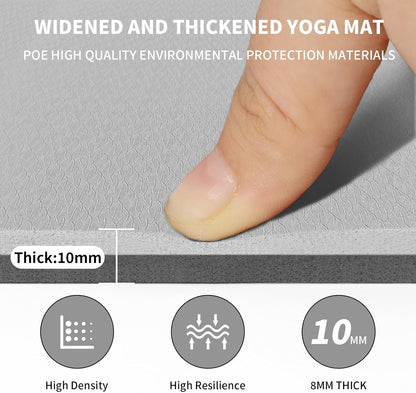 Large Yoga Mat (6'x 4') - Extra Long and Wide Workout Mat for Men and Women, Non-Slip POE 0.32''/0.4'' Thick Fitness Mat, Eco-Friendly Exercise Mat for Home Workouts, Ideal for Yoga and Pilates