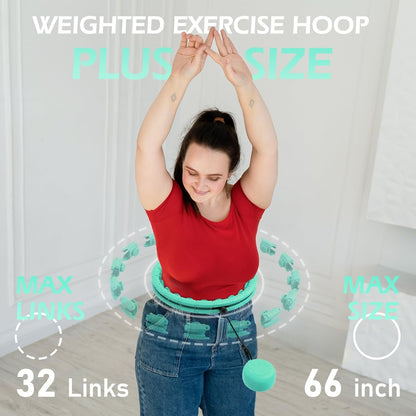 JLoibao Weighted Hula Circle with 26/32 Links(56-66 Inch) for Adults Weight Loss, Infinity Fitness Hoop Plus Size, for Women Smart Exercise Equipment