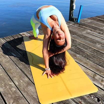 Liforme Original Yoga Mat – Free Yoga Bag Included - Patented Alignment System, Warrior-like Grip, Non-slip, Eco-friendly, sweat-resistant, long, wide, 4.2mm thick mat for comfort