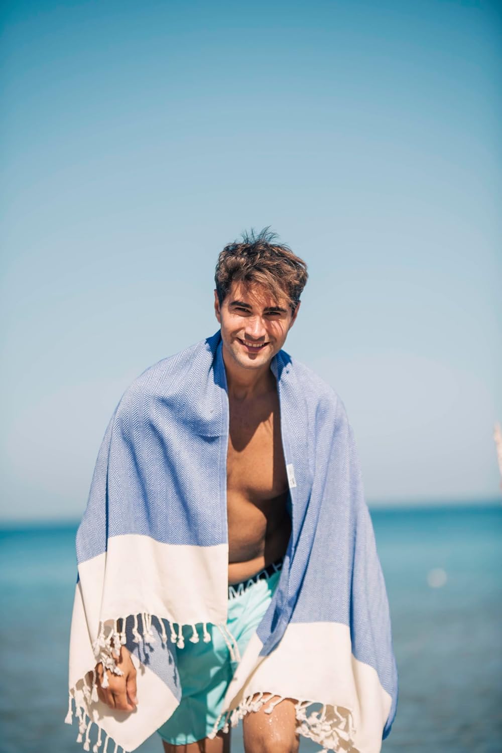 Bazaar Anatolia Turkish Beach Towel – 100% Cotton, Quick Dry, Lightweight and Sand Free – Perfect for Bathroom, Travel, Yoga, Camping, Oversized 71x39 inches - Diamond Black - Colors C