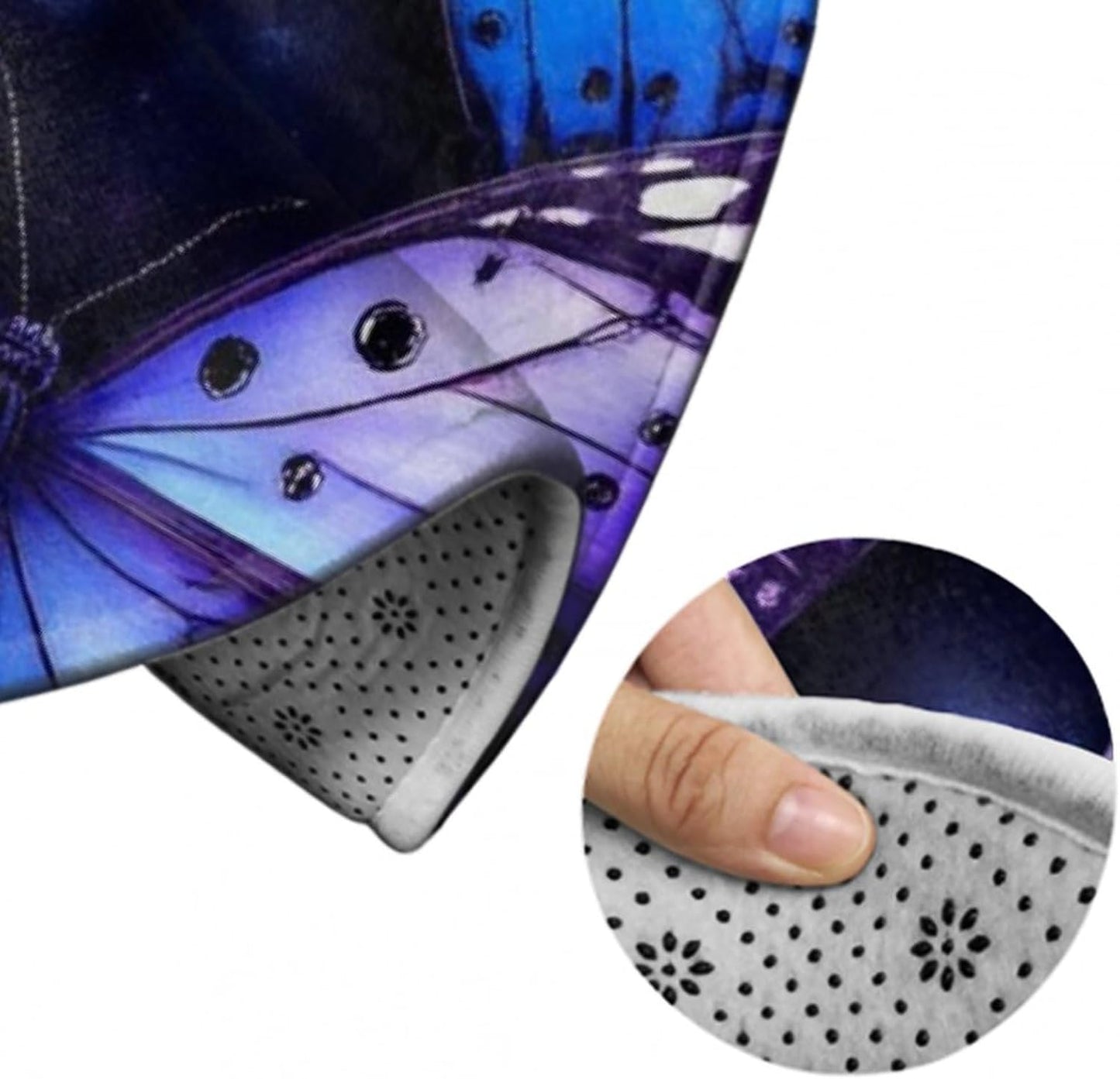 Soft Round Yoga Carpet, Office Chair Decor Round Mat for Carpet and Hardwood Floors Purple Butterfly