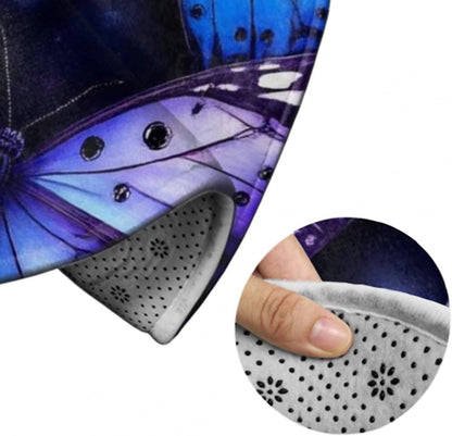 Soft Round Yoga Carpet, Office Chair Decor Round Mat for Carpet and Hardwood Floors Purple Butterfly
