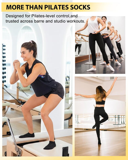 3/6 Pairs Grip Pilates Socks for Women, Non-slip Yoga Athletic Socks for Barre Ballet Barefoot Workout Hospital