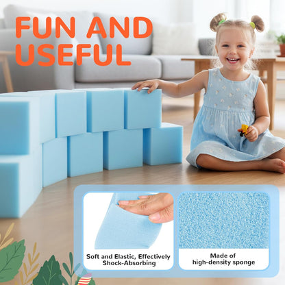 Foam Pit Blocks Foam Padding Sponge Pit Cubes Sponge Blocks for Amusement Park Gymnastics Freerunning and Parkour Courses - 24PCS 5" x 5" x 5" (Dark Blue)