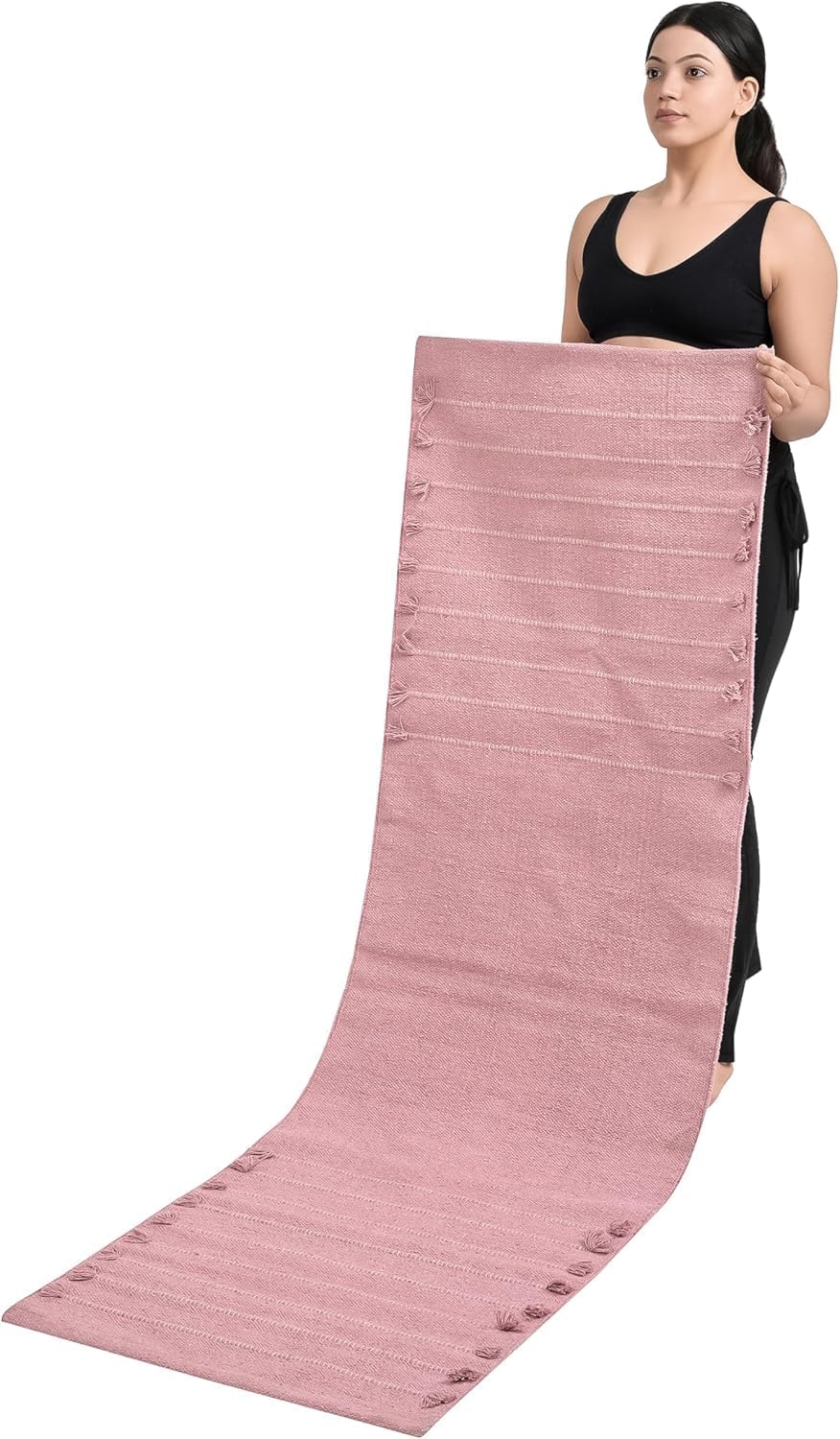 Silak Handmade Organic Cotton Yoga Mat Cotton Exercise Rug – Handwoven, Absorbent & Hand Washable Fitness Mat Ideal for Yoga, Workouts and Meditation