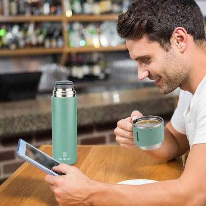 Stainless Steel Thermo 500ml/16.9oz Vacuum Insulated Bottle with Cup for Coffee Hot drink and Cold drink water flask.(Pink,Set)