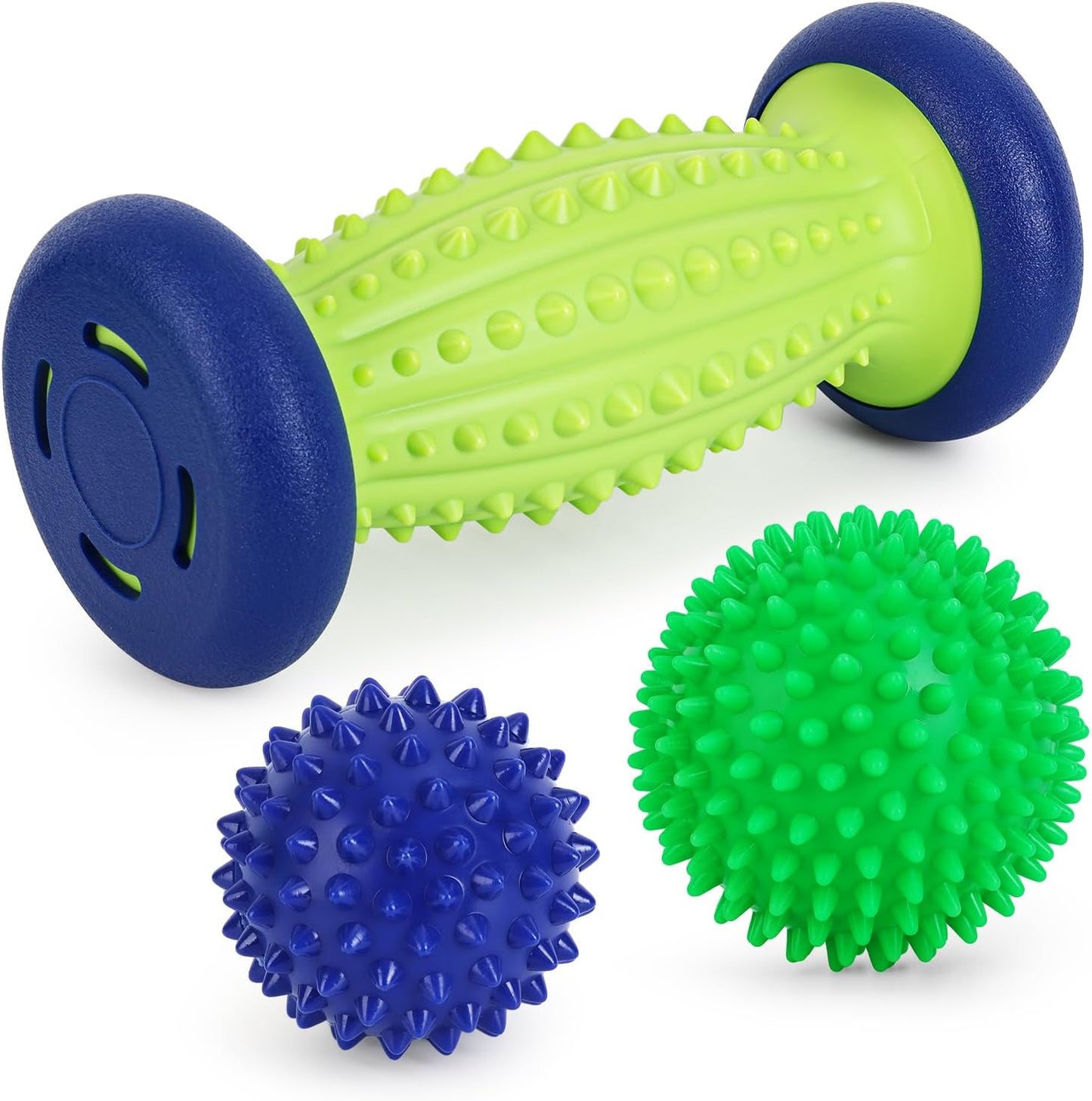 Massage Ball - 3 in 1 - with Foot Roller & Spiky Balls, Plantar Fasciitis Relief and Heel Spur Relief, Foot Roller Massage and Trigger Point Ball