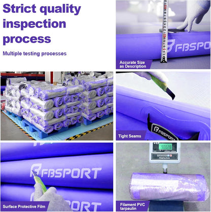 FBSPORT Inflatable Air Gymnastics Mat Training Mats 4/8 inches Thickness Gymnastics Tracks for Home Use/Training/Cheerleading/Yoga/Water with Pump