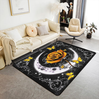 Feelyou Floral Rose Indoor Floor Mat Set,Romantic Blue Rose Rugs for Living Room Bedroom Area Rug 3x5,Boys Girls,Botanical Flower Rose Accent Rug Doormats Floor Mat for All Season