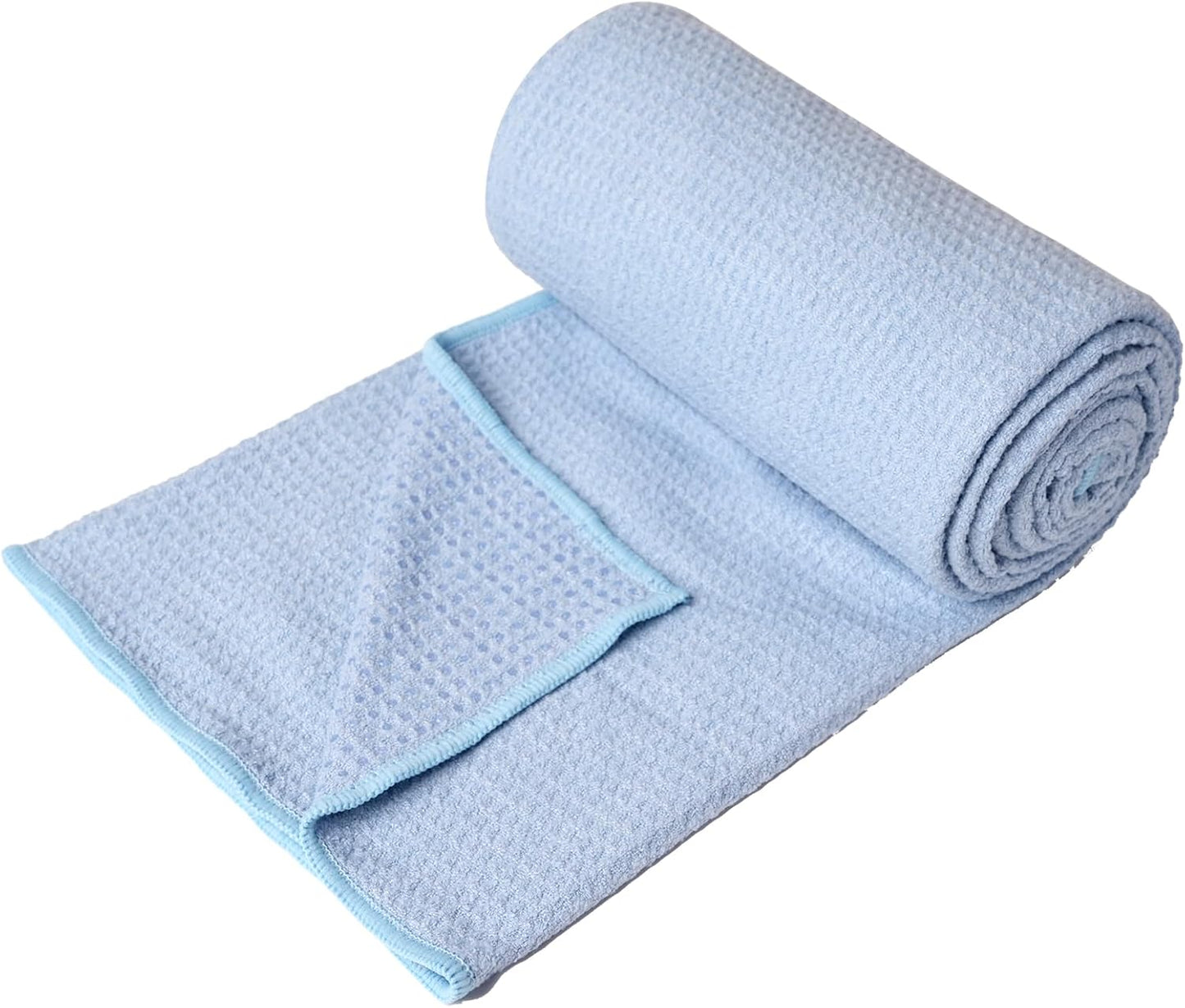 Eunzel 2 Pack Hot Yoga Towel, Non-Slip Yoga Mat Towel with Grip Dots Stickyfiber Sweat Absorbent Towel for Hot Yoga, Pilates and Workout 72" x 24", Blue