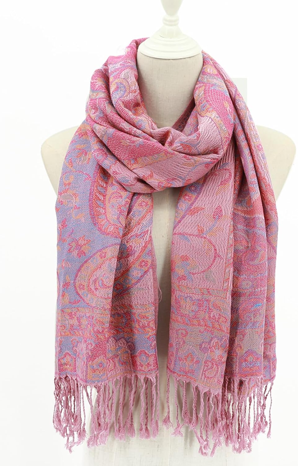 Ciormis Two Tone Silky Paisley Pashmina Shawl Scarf,Soft Women's Rave Jacquard Pashminas Wrap Scarves