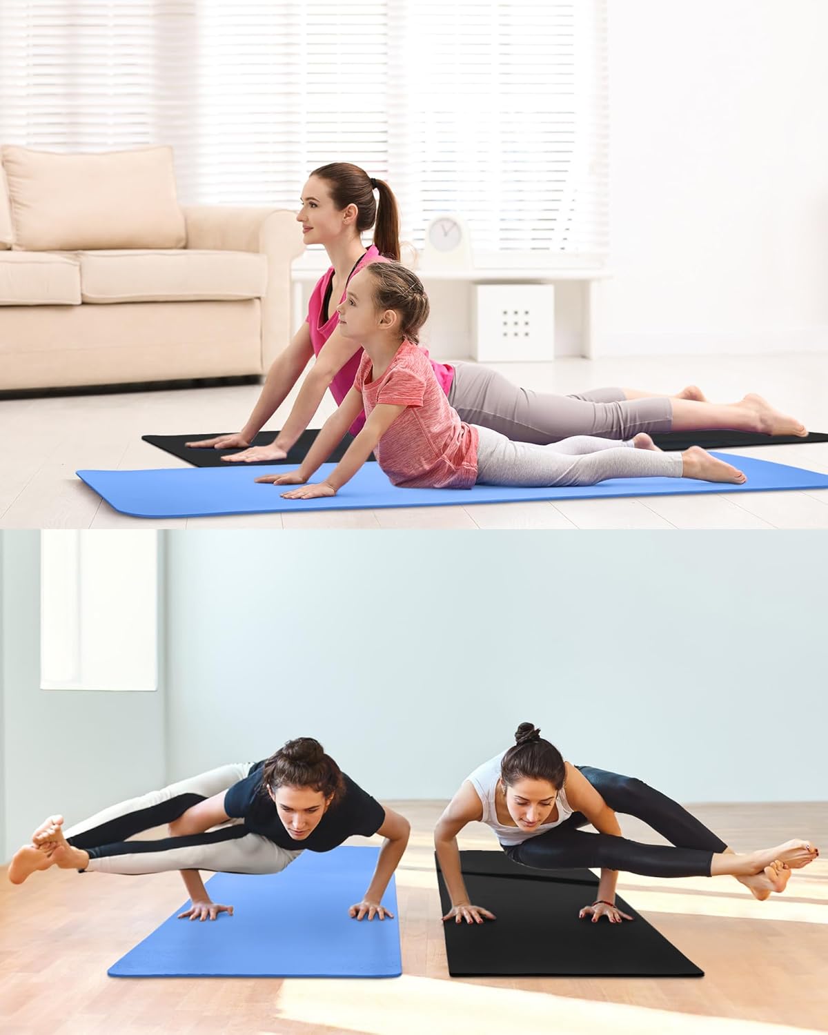Woanger Yoga Mats (72x24) 3/8 Inch Thick Exercise Yoga Mat for Home Workout with Strap Non Slip Pilates Gym Supplies for Women Men