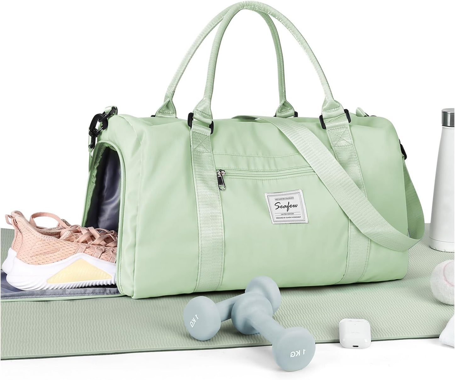 Gym Bag Womens Mens with Shoes Compartment and Wet Pocket Travel Duffel Bag for Women for Plane Sport Gym Tote Bags Swimming Yoga Waterproof Weekend Overnight Carry on Bag Hospital Holdalls - Colors B