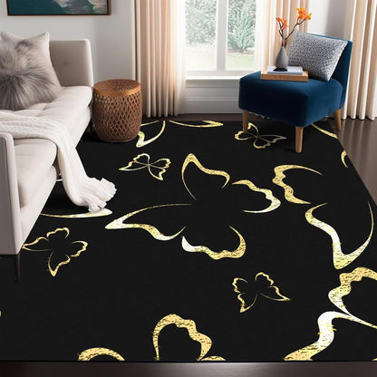 5' X 7' Queen and King Rug Black Grey Area Rugs Dining Living Room Bedroom Kitchen Office Yoga Room Washable Floor Mat Doormats Throw Rug Carpet Room Decor