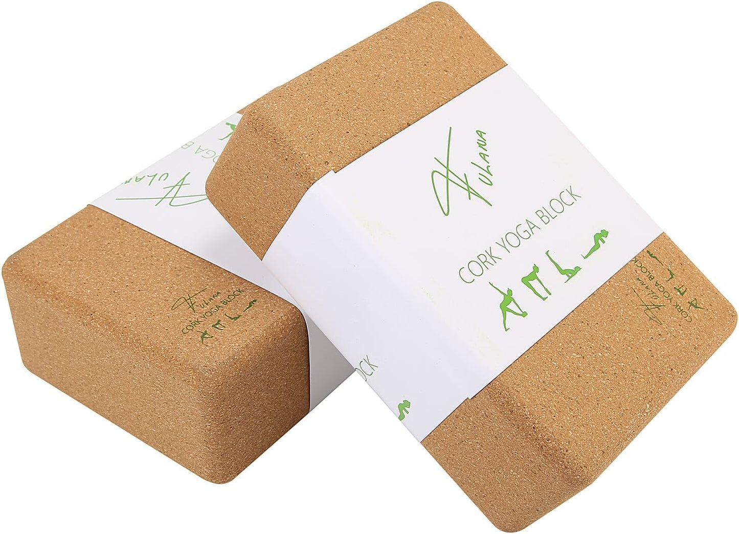 "FULANA Natural Cork Yoga Blocks (2-Pack) - High Density, Non-Slip Surface, Eco-Friendly (Women)(men) Yoga Accessories - 9x6x3 inches - Ideal Support for Yoga, Pilates, Stretching"