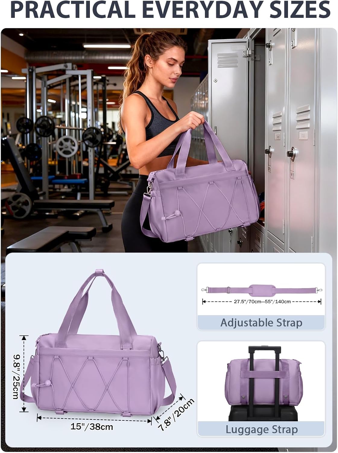 Small Gym Bag for Women with Yoga Mat Holder and Wet Compartment, Mini Gym Duffle Bag Yoga Bag with Water Bottle Pocket for Workout Travel, Green