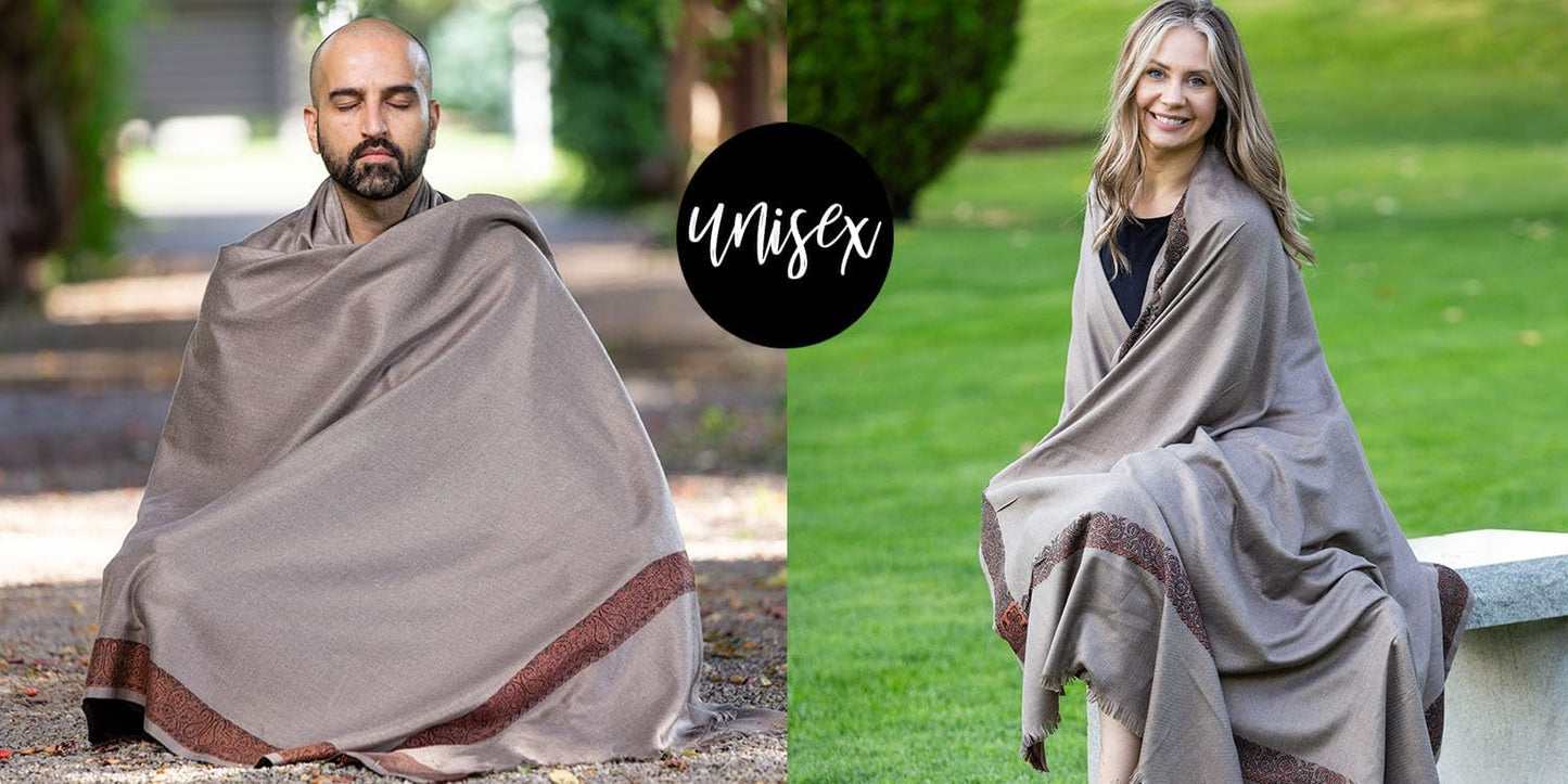 Soft Premium Wool Blend Meditation Shawl - Large Unisex Prayer Wrap, Oversize Scarf & Versatile Blanket