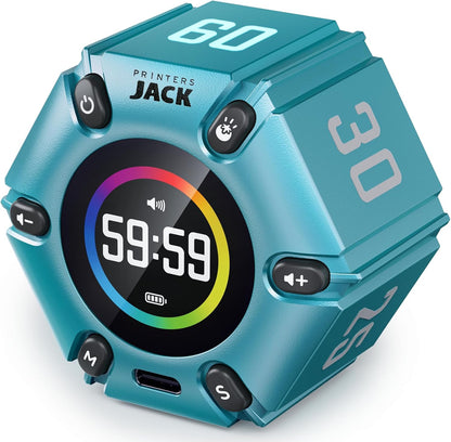 Jack Pomodoro Timer - Productivity Cube, Visual Focus Timer, Mute & Vibration & Adjustable Sound Alert, for Office, ADHD, Study, Work, 3/5/10/25/30/60min & Custom Countdown - Black