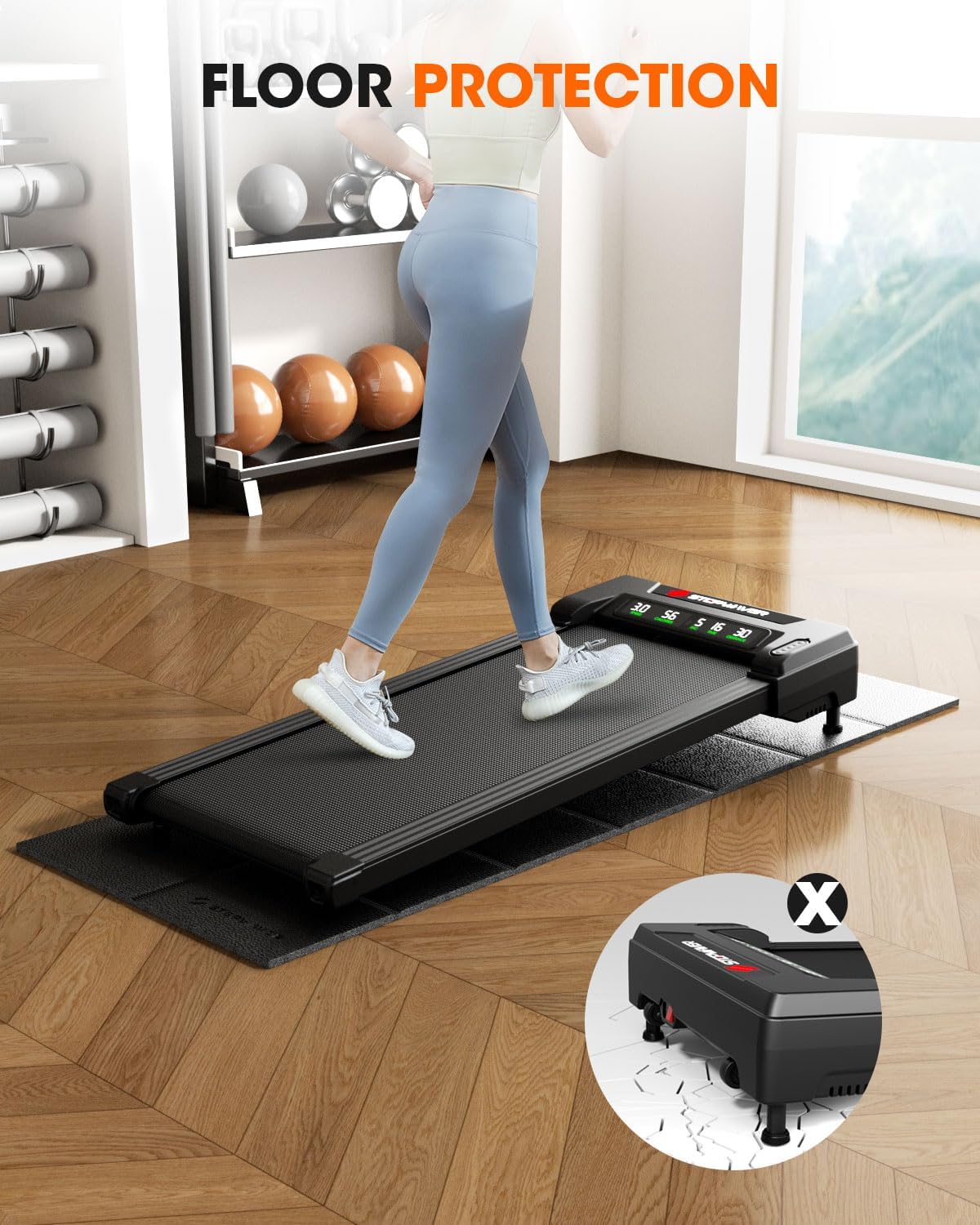 Stepwaver Walking Pad Mat for Carpet, Treamill Mat for Hardwood Floors, High Density, 1/4 Thickness, Folable, Floor Protection for Bike, Elliptical, Treadmill