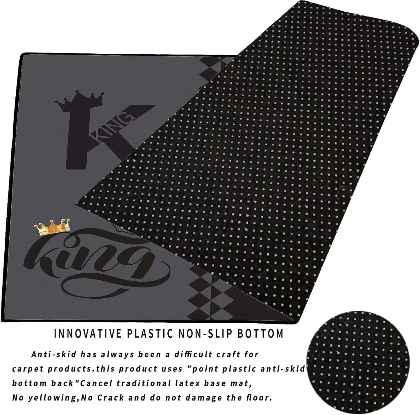 5' X 7' Queen and King Rug Black Grey Area Rugs Dining Living Room Bedroom Kitchen Office Yoga Room Washable Floor Mat Doormats Throw Rug Carpet Room Decor
