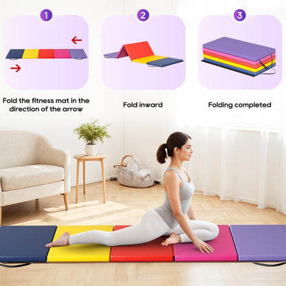 Gymnastics Mats Foldable Tumbling Mats Portable Gymnastics Exercise Mat Thick Gymnastics Tumbling Mats Pad Home Exercise Panel Mat With Carrying Handles