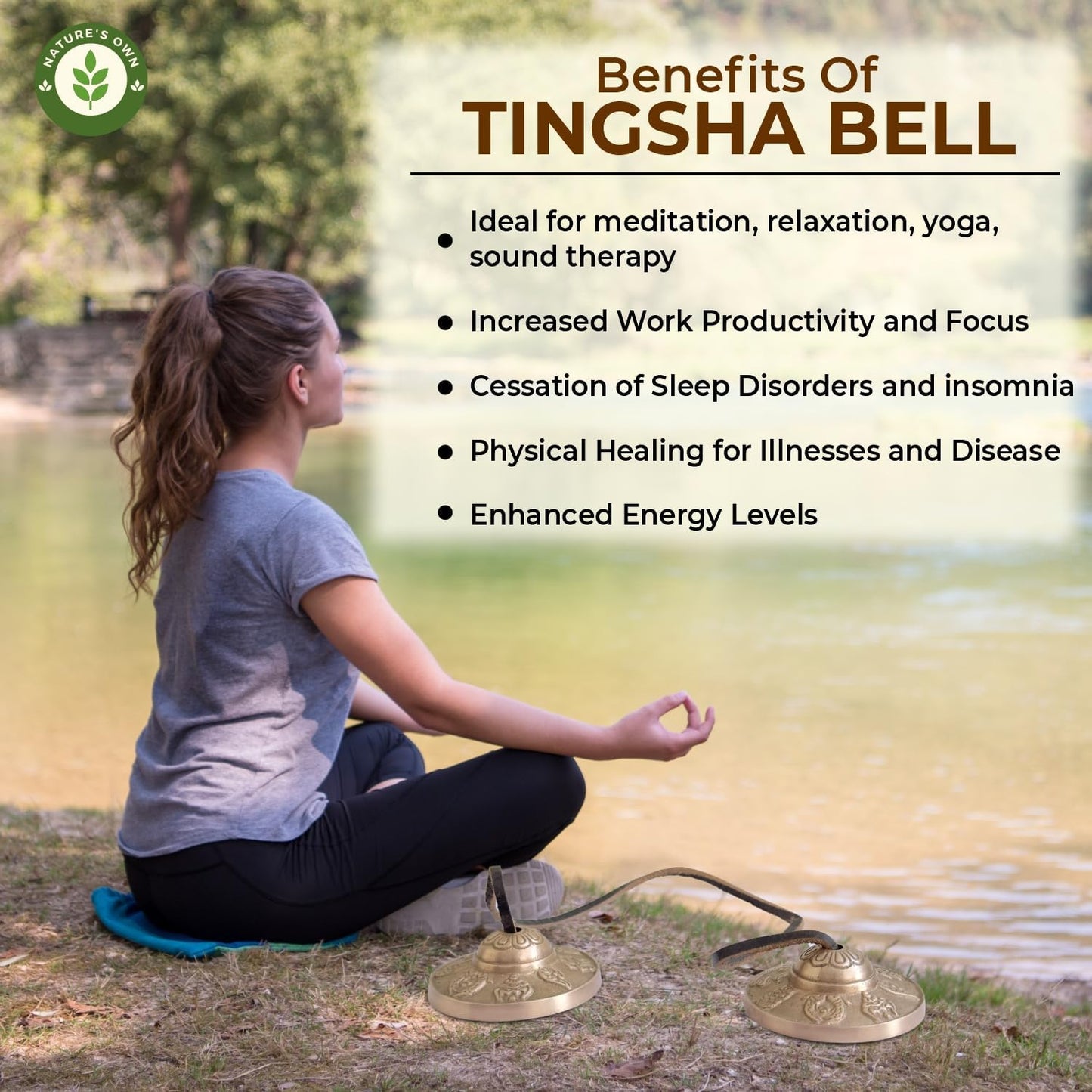 Tibetan Tingsha Bells Cymbals Meditation Chime Bells, 6.3 cm Percussion Instrument, with Cloth Bag, Embossed 8 Lucky Symbols, Ideal for Yoga, Mindfulness, Spiritual Healing, and Sound Therapy