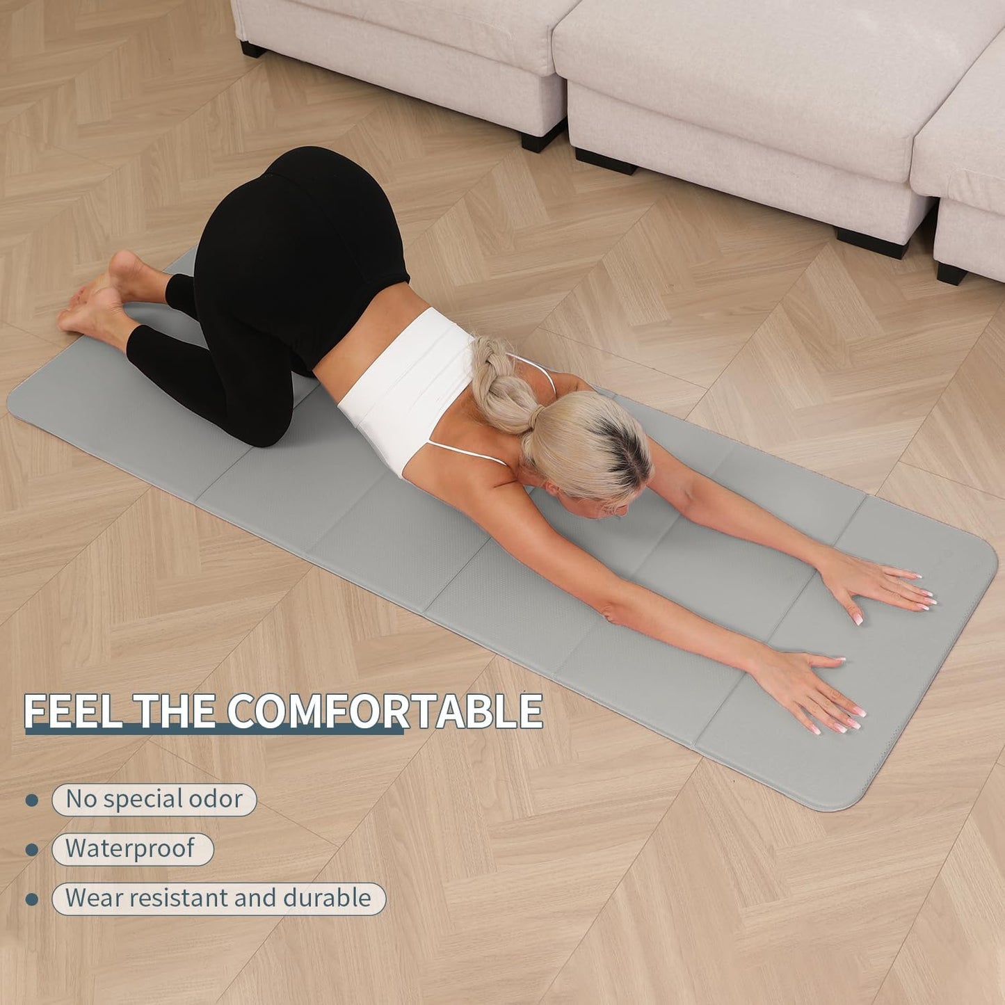 PAIDU Foldable Yoga Mat - 10mm Extra Thick, 75"26" Non-Slip Exercise Fitness Mat | SGS Eco-Certified, Portable for Yoga/Pilates/Studio/Home Workout
