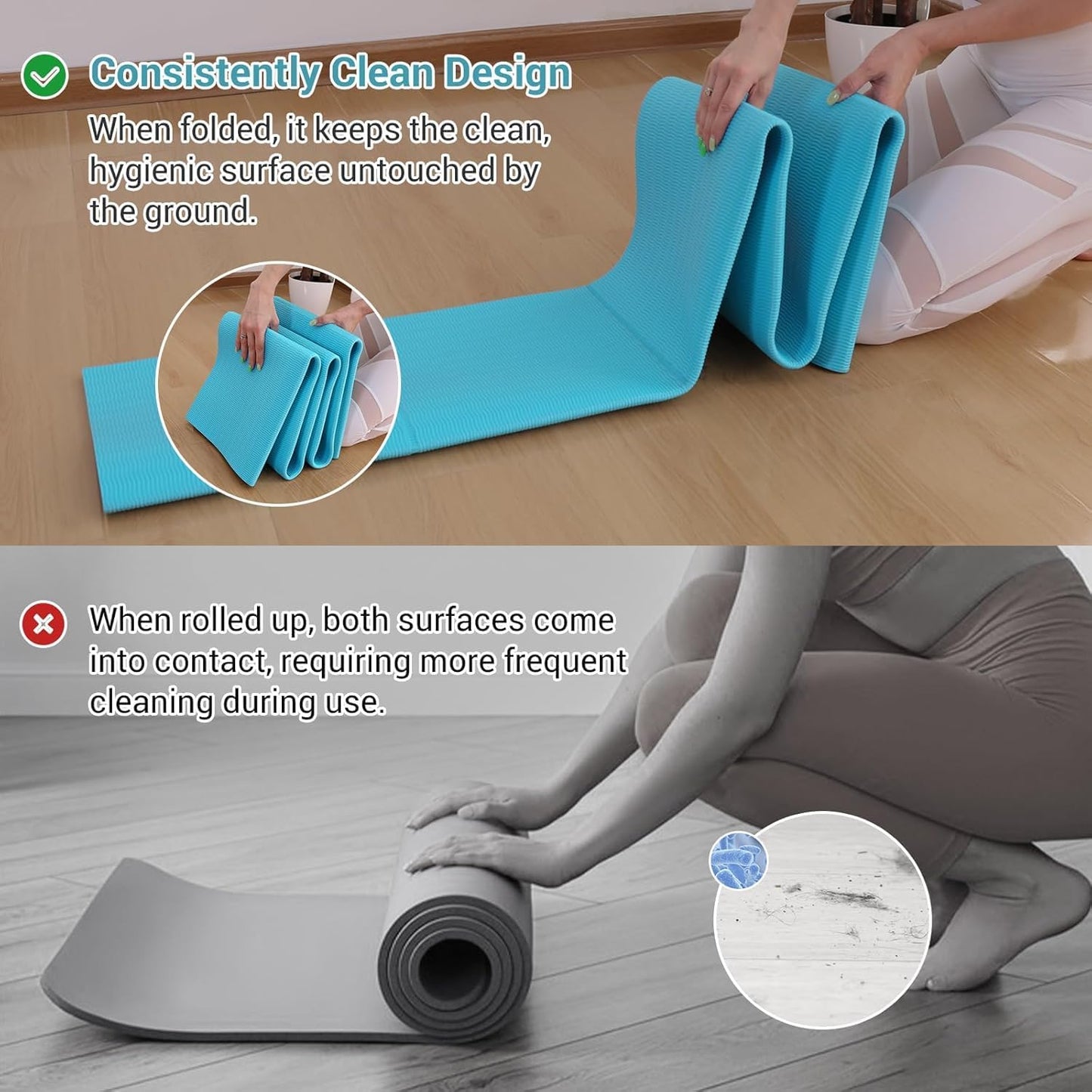 Avoalre Folding Yoga Mat, Eco-Friendly PVC Travel Yoga Mat Packable, Double Sided Non-Slip Printed Yoga Mats with Bag for Home Workout Gym Exercise Fitness Pilates Stretching (72" x 32" x 0.24" Thick)
