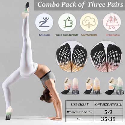 Pilates Socks with Grips for Women,Yoga Socks, Non-Slip Yoga Sock with Toe Separators, Pilates Non Slip Sock