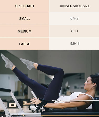 DIBAOLONG Pilates Socks with Grips for Women Yoga Socks Non Slip Barre Hospital Socks 6-Pairs Grippy Ankle Socks