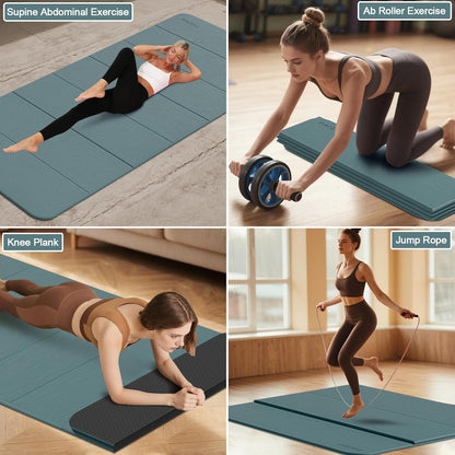 PAIDU Foldable Yoga Mat thick- 2/5" (10MM) TPE Non-Slip Design, Quick Fold，Easy Storage, 75x40 Extra Long/Wide for Indoor Yoga, Pilates and Outdoor Travel Workouts