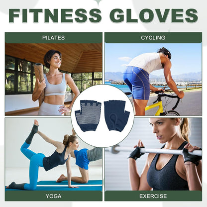 Yoga Gloves, Non Slip Fingerless Pilates Gloves Breathable Exercise Workout Mittens