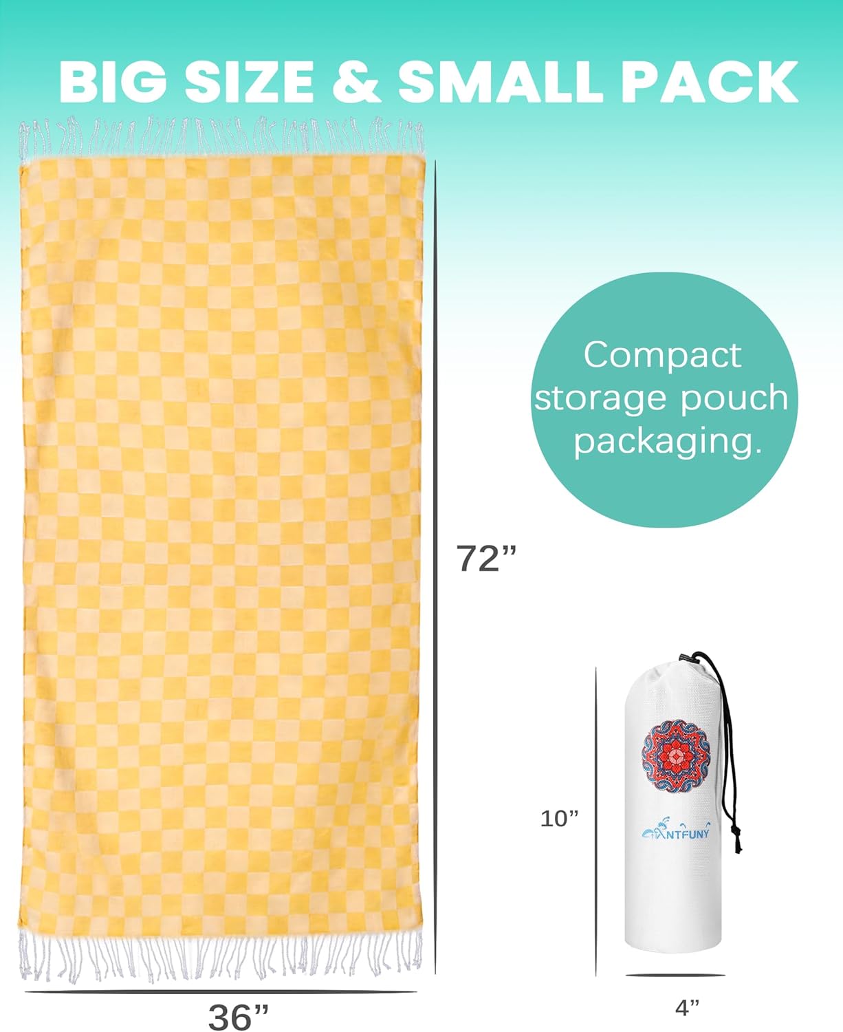 Antfuny Turkish Beach Towels Vacation Essentials Quick Dry Sand Free Oversized Bath Pool Swim Towel Extra Large XL Blanket Adult Travel Cruise Accessories Must Haves Clearance Stuff Necessities - Colors A