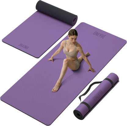 Yoga Mat Thick(10mm) Exercise Mat Non Slip Anti-tear,72"x35" Extra Large Pilates Mats for Home Workouts, Gym & Floor Stretching with Carrier Strap