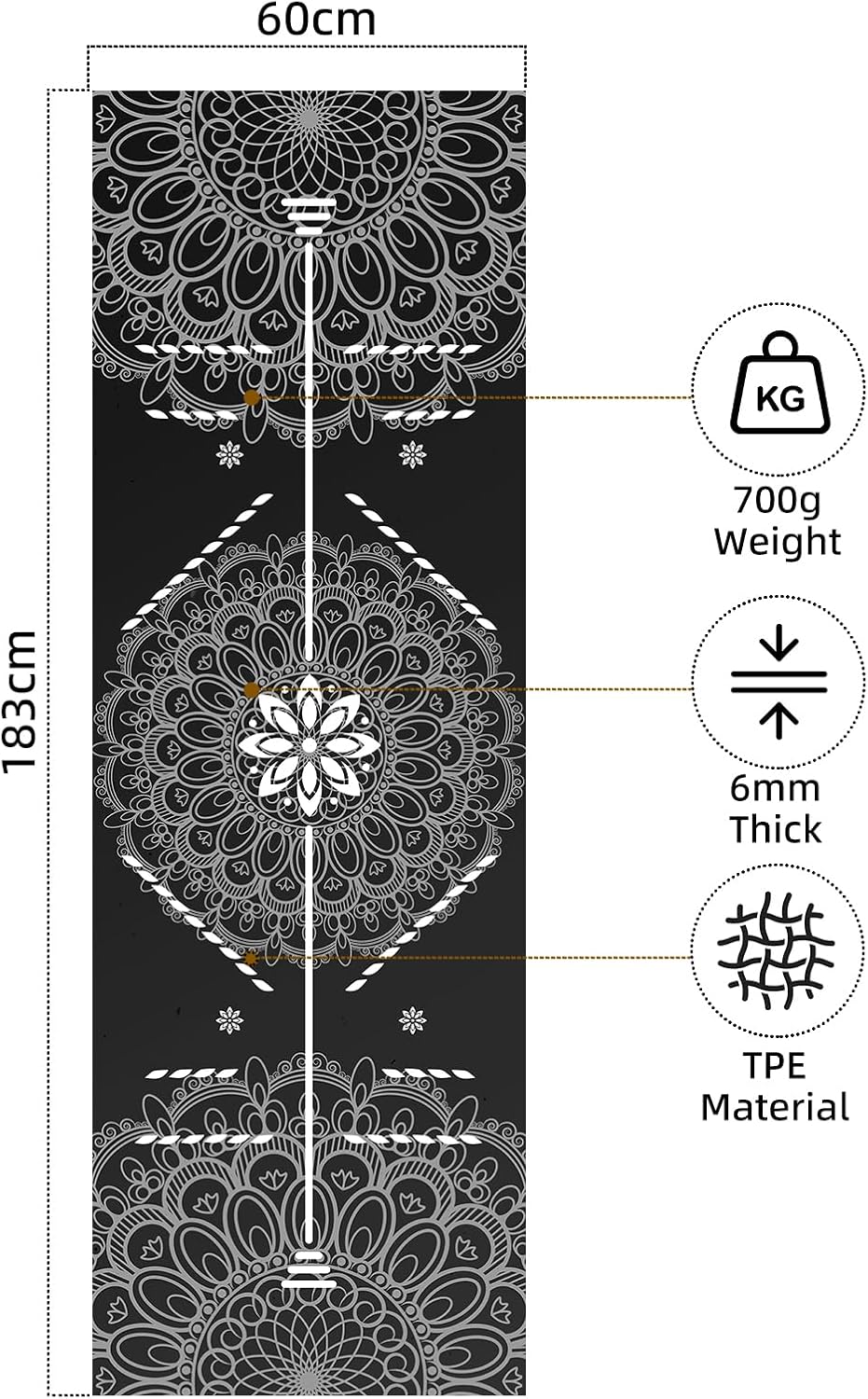 FOLAI Extra Thick Yoga Mat 6mm，pilates mat thick - Non-Slip Exercise Mat for HIIT, Pilates & Home Workouts & Workout with Free Carry Strap