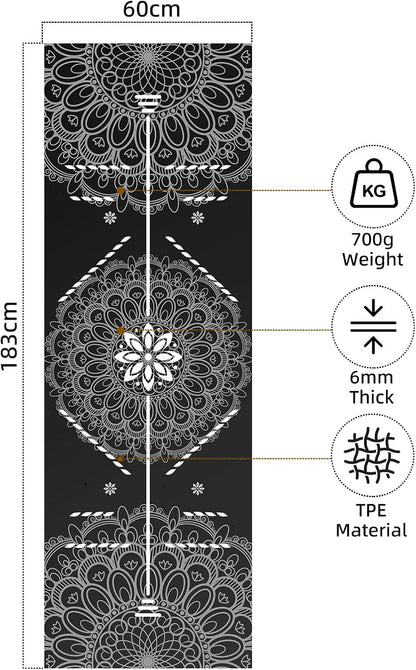 FOLAI Extra Thick Yoga Mat 6mm，pilates mat thick - Non-Slip Exercise Mat for HIIT, Pilates & Home Workouts & Workout with Free Carry Strap