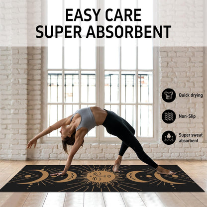 Hot Yoga Mat Towel with Corner Pockets Yoga Towels for Hot Yoga Non Slip with Travel Bag Sweat Absorbent Yoga Blankets Mat Cover for Workout Gym 70"x26" (Mountain-01, 70x26)
