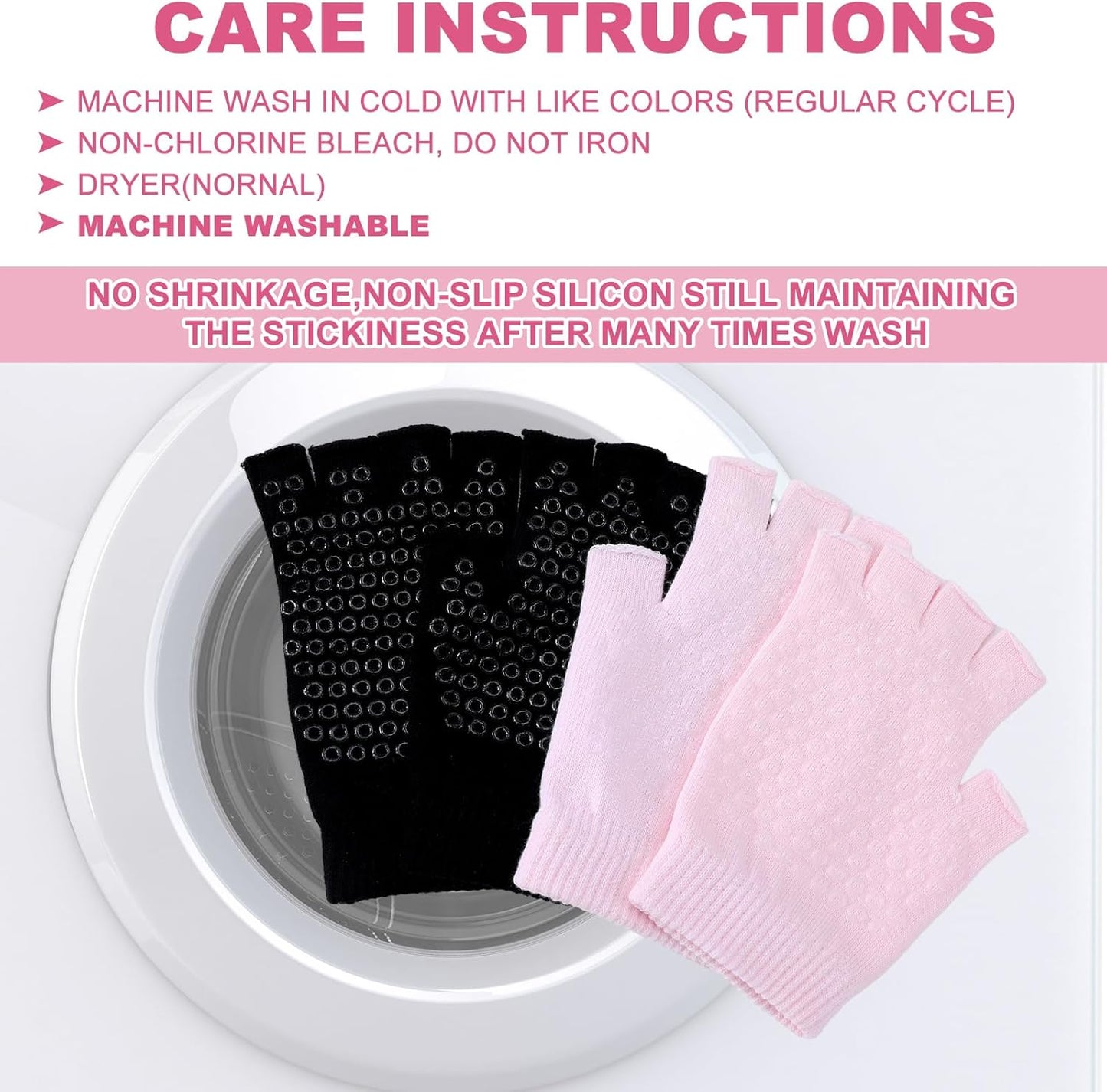 Eurzom 2 Pairs Non Slip Yoga Gloves for Women Fingerless Pilates Gloves with Grips for Yoga Fitness Workout Sports Exercise Gym