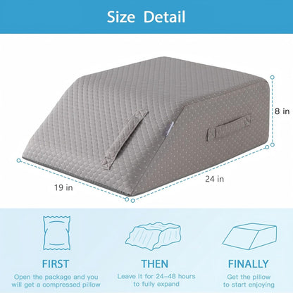 MEGCXIT Leg Pillow Elevation Blood Circulation, Leg Wedge for Elevation for Swelling, Leg Elevating Pillow for After Surgery, Memory Foam Foot Knee Pillow for Back Sleeping 23.6×16.8×8 Inch White/Grey