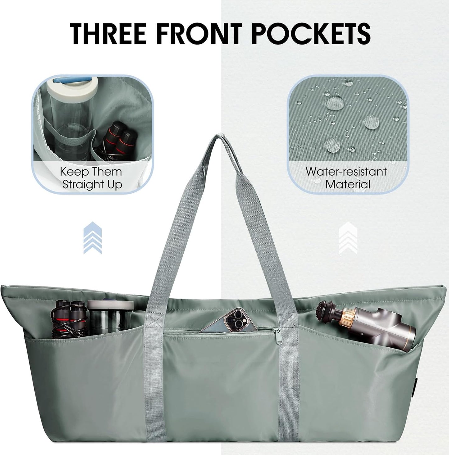 Large Yoga Mat Bag with Shoes Compartment and Wet Pocket Ladies Pilates Gym Tote Bag with Yoga Mat Holder Strap for Women Men Workout Carrier Stuff Accessories