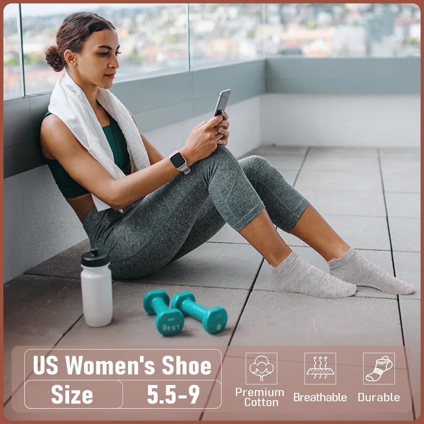 yeuG Pilates Socks for Women Non Slip Grip Socks for Yoga, Barre, Hospital, Barefoot Grippy Yoga Sock Womens Gifts 4 Pairs