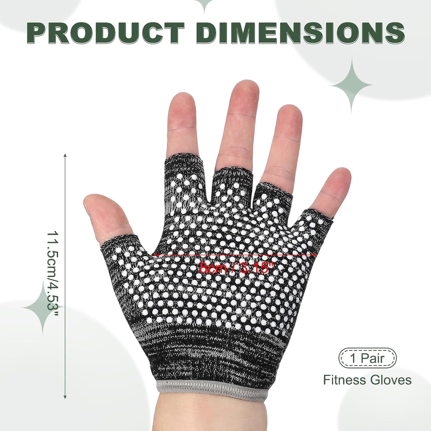 Yoga Gloves, Non Slip Fingerless Pilates Gloves Breathable Exercise Workout Mittens