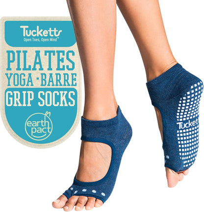 Tucketts Allegro Toeless Pilates Socks with Grips for Women, Non-Slip Open-Toe Grip Socks, Yoga, Barre, Dance, Reformer, Home