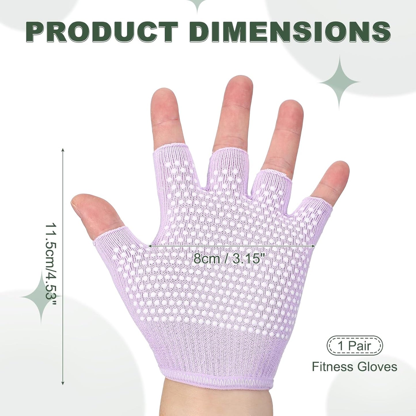 Yoga Gloves, Non Slip Fingerless Pilates Gloves Breathable Exercise Workout Mittens
