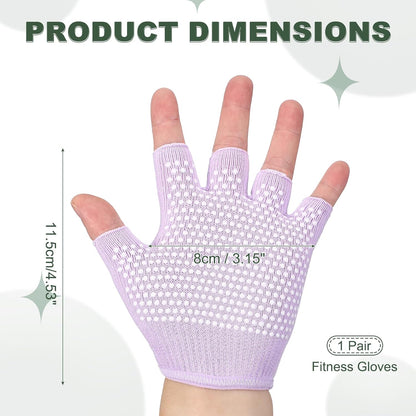 Yoga Gloves, Non Slip Fingerless Pilates Gloves Breathable Exercise Workout Mittens