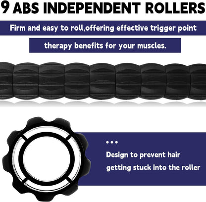 Massage Roller Stick,Muscle Roller Stick for Athletes, Liposuction Massage Roller for Lymphatic Drainage, for Relief Muscle Soreness, Trigger Points, Help Runner Legs, Back Recovery (Red & Black)