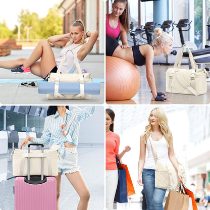 MAXTOP Women's Gym Yoga Duffle Bag with Shoe Pouch,Multi-Purpose Overnight Travel Bag for Gym,Work, Dance, Sports
